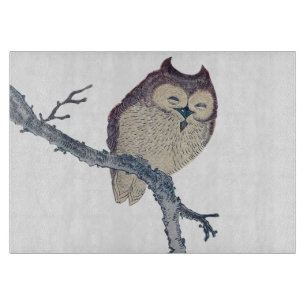 Japanische schlafende Eule Nacht Kunstwerk Schneidebrett