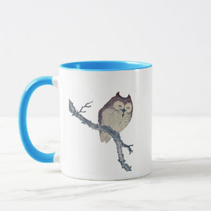 Japanische schlafende Eule Nacht Kunstwerk Tasse