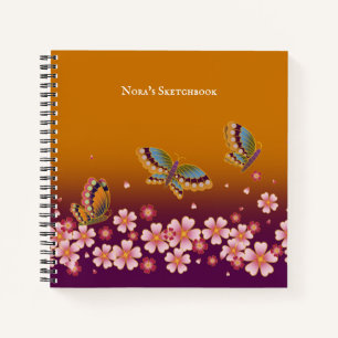 Japanische Schmetterlinge Sakura Blüten Personalis Notizbuch