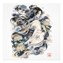 Japanische Schneefrau Kunst | Winter Yokai im Kimo