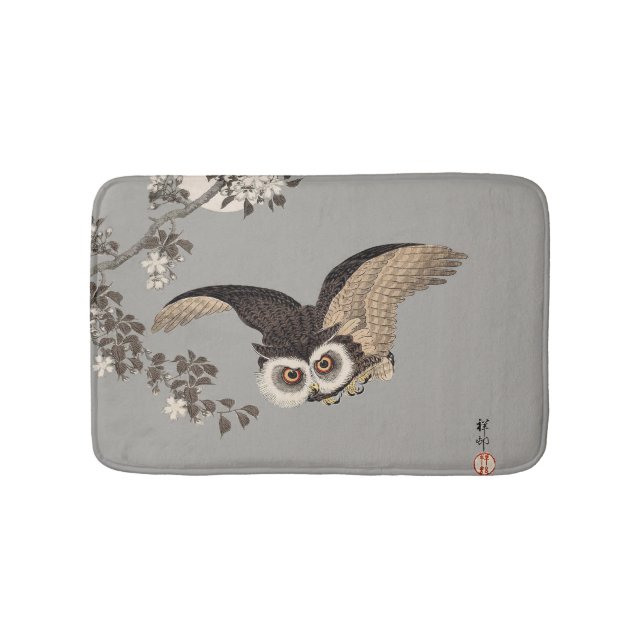 Japanische Schneemondwoodcut Flying Night Badematte (Vorderseite)