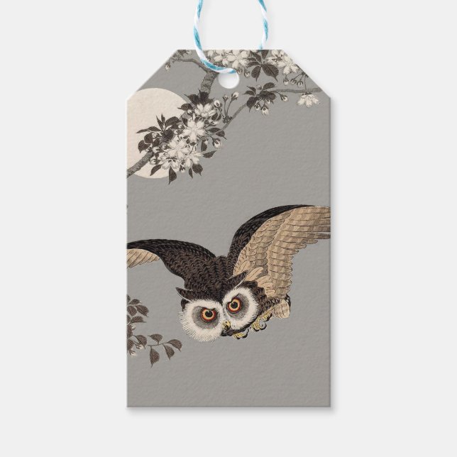 Japanische Schneemondwoodcut Flying Night Geschenkanhänger (Vorderseite)