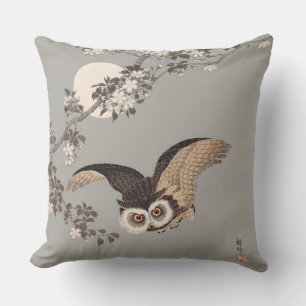 Japanische Schneemondwoodcut Flying Night Kissen Für Draußen