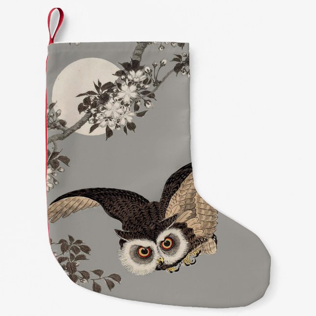 Japanische Schneemondwoodcut Flying Night Kleiner Weihnachtsstrumpf (Vorderseite)