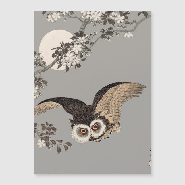 Japanische Schneemondwoodcut Flying Night Magnetkarte (Vorderseite)