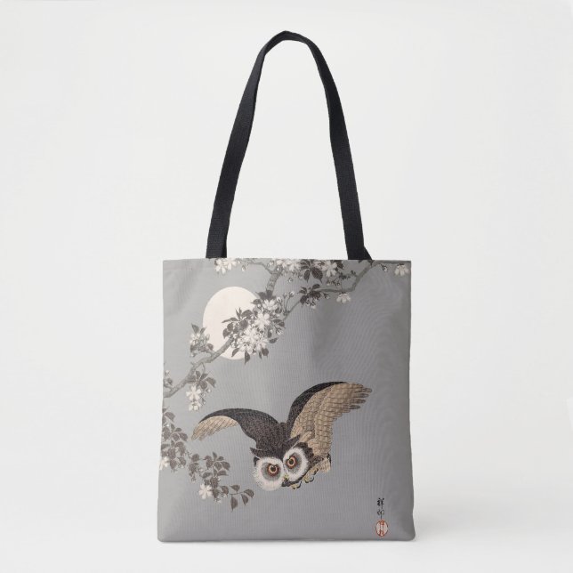 Japanische Schneemondwoodcut Flying Night Tasche (Vorderseite)