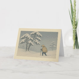 Japanische Schneeszene - Weihnachtskarte Feiertagskarte