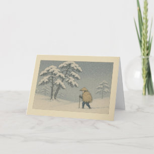Japanische Schneeszene - Weihnachtskarte Feiertagskarte