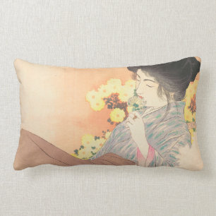Japanische Schönheit mit Blume geisha maiko tatto Lendenkissen