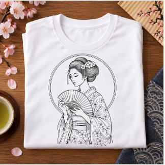 Japanische Schönheit mit Faltfächer Tri-Blend Shirt