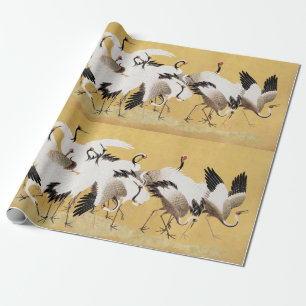Japanische Schwarmkraniche Vintage-Vogel Reich Kla Geschenkpapier