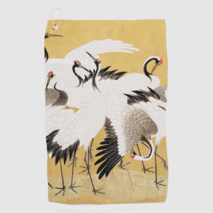 Japanische Schwarmkraniche Vintage Vogel Reich Kla Golfhandtuch