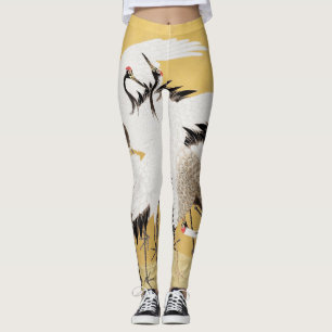 Japanische Schwarmkraniche Vintage Vogel Reich Kla Leggings