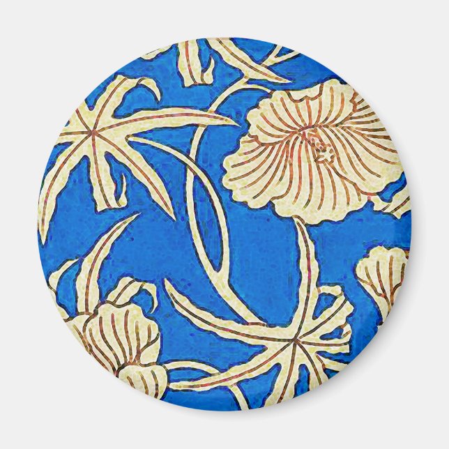 Japanische Seidenstoffe - blau und beige Magnet (Vorne)