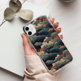 Japanische Seigaiha Blue & Red Wave Monogram Case-Mate iPhone 14 Hülle