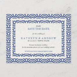 Japanische Seigaiha Waves Save the Date kein Foto Ankündigungspostkarte