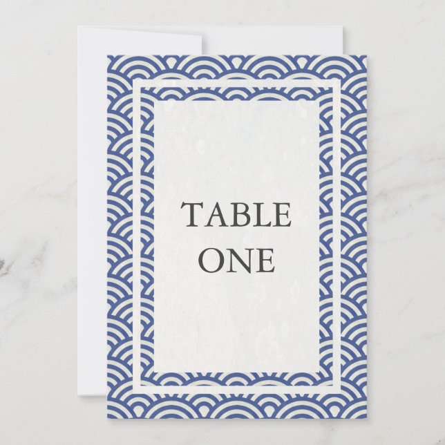 Japanische Seigha Stilisierte Waves Große Tischnum Einladung (Vorderseite)