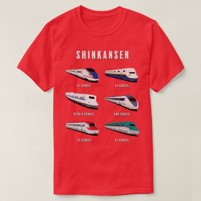 Japanische Shinkansen Bullet Trains Artwork T-Shirt (Design vorne)