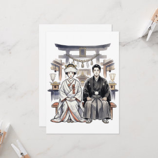 Japanische Shinzen-Kekkon Shinto-Braut und Bräutig Einladung