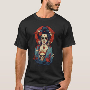 Japanische Skeleton Geisha Skull Geisha Grafik 2 T-Shirt