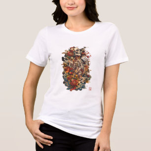 Japanische Skelett-Kunst Gotische florale Schäde Tri-Blend Shirt