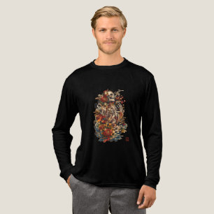 Japanische Skelett-Kunst Gotische florale Schäde Tri-Blend Shirt