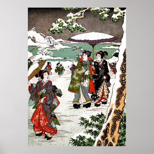 Japanische Snowscape Poster (Vorne)