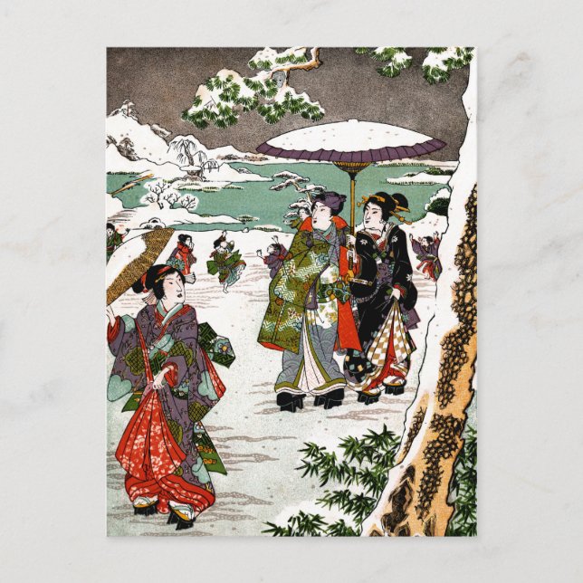 Japanische Snowscape Postkarte (Vorderseite)