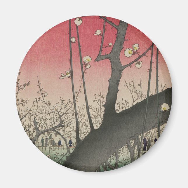 Japanische Sonnenaufgangsblume Pflaumenbäume Anwes Magnet (Vorne)