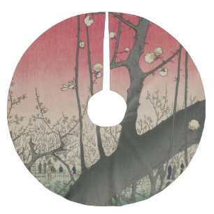 Japanische Sonnenaufgangsblume Pflaumenbäume Anwes Polyester Weihnachtsbaumdecke