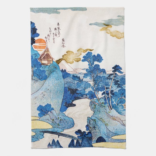 Japanische Sonnenaufgangslandschaft, Kuniyoshi, Uk Geschirrtuch (Vertikal)