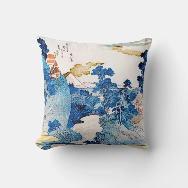 Japanische Sonnenaufgangslandschaft, Kuniyoshi, Uk Kissen (Vorderseite)