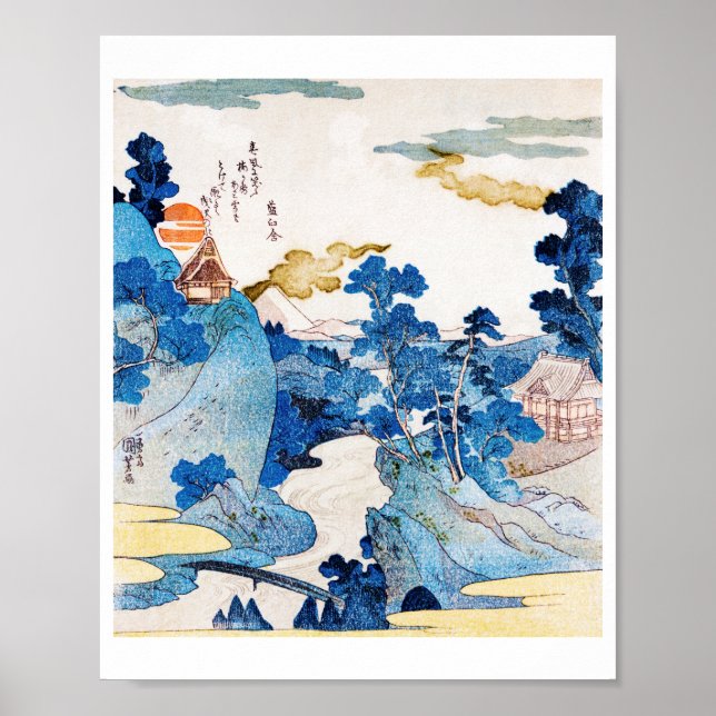 Japanische Sonnenaufgangslandschaft, Kuniyoshi, Uk Poster (Vorne)