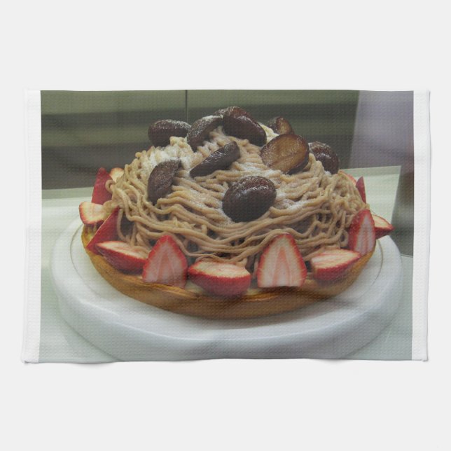 Japanische Spaghetti & Erdbeerkuchen Geschirrtuch (Horizontal)