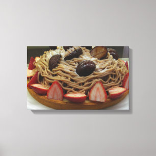 Japanische Spaghetti & Erdbeerkuchen Leinwanddruck