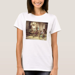 Japanische spinnende Frauen, c.1890 (Hand-farbiges T-Shirt
