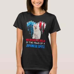 Japanische Spitz Dog Herz 4. Juli Dog USA Flagge T-Shirt