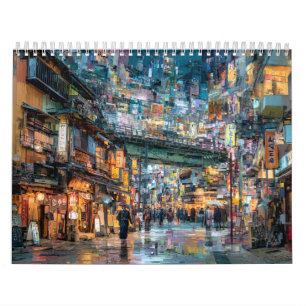 Japanische Stadtansicht Tokio Japan Stadtwand Kalender