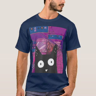 Japanische Stadtästhetik Alt Niedlich Anime Kitten T-Shirt
