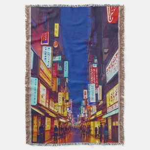 Japanische Stadtstraße bei Nacht Decke