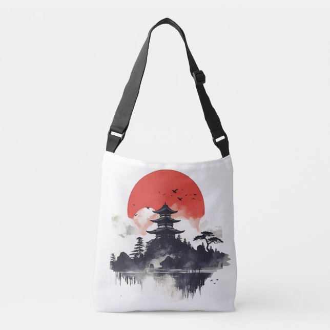 Japanische Stilkollektion Tragetaschen Mit Langen Trägern (Vorderseite)