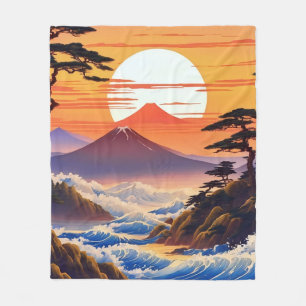 Japanische Sunrise Sunset Landschaft Fleecedecke