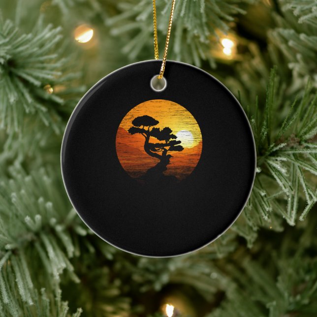 Japanische Sunset Art Nature Japan Bonsai Tree Keramik Ornament (Baum)