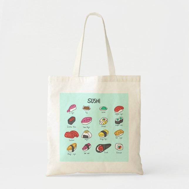 Japanische Sushi-Kollektion auf einer Tasche! Tragetasche (Vorne)