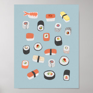 Japanische Sushi-Nigiri-Maki-Rolle Poster