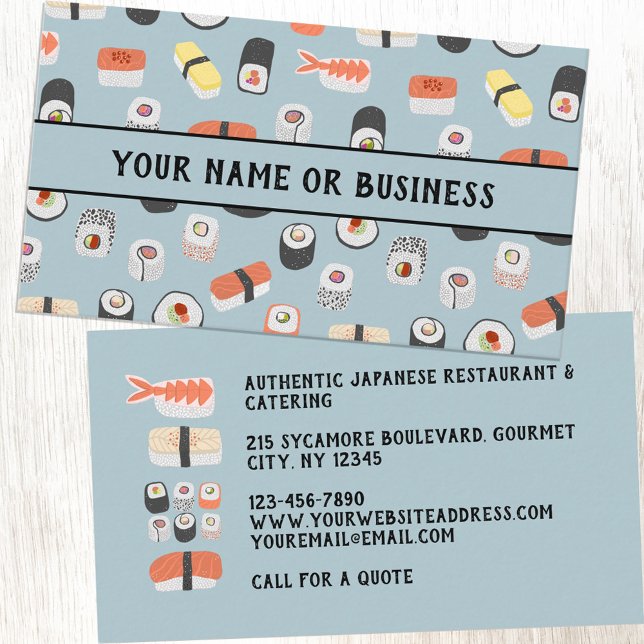 Japanische Sushi Restaurant Business Card Visitenkarte (Japanese sushi restaurant catering business card)