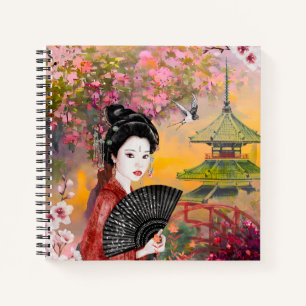 Japanische Szene mit einem weiblichen Notebook Notizbuch