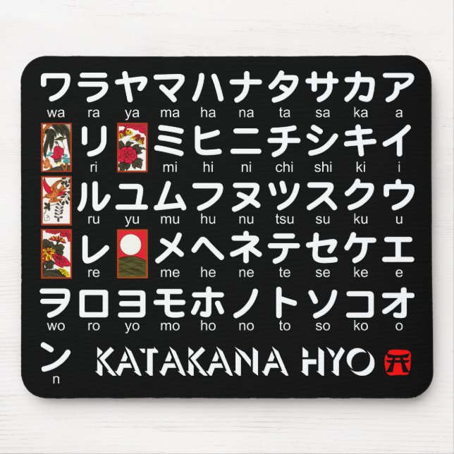 Japanische Tabelle der Katakana (Alphabet) Mousepad (Vorne)