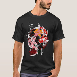 Japanische Tattoos Koi Fish Pond Floral Water Herk T-Shirt