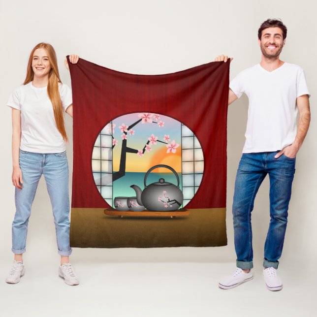 Japanische Teesalon Red Custom Fleece Blankets (Beispiel)